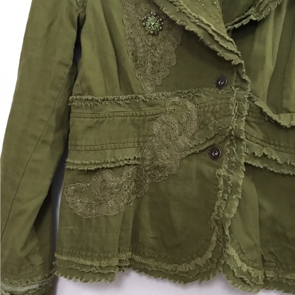 Wet Seal Y2K Fairy Embellished Blazer Jacket Raw Hem Collar Trim - Picture 4 of 6